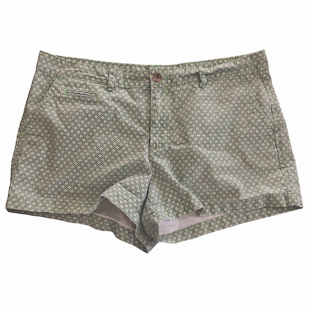 GAP Shorts Women Size 10P Green Print Chino Flat Front 100% Cotton Summer